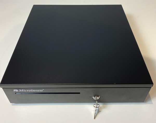 Денежный ящик Microinvewst LB-4042  автомат. 9V (работает с ККМ), 405*420*100, черный, большой  - торговое оборудование.